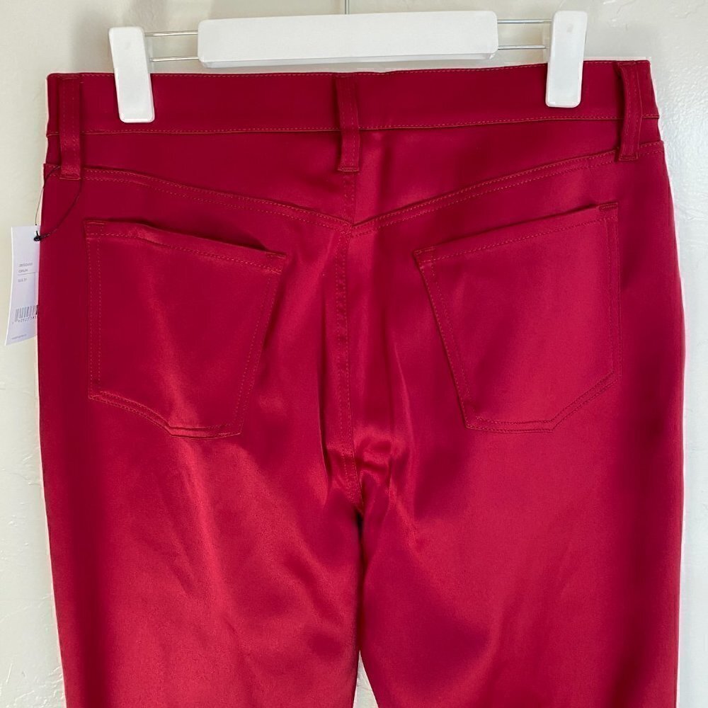 J BRAND Valentina Flared Satin Pants In Opium Red Size 31 NWT - Picture 7 of 11